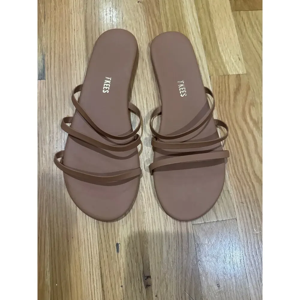 TKEES Emma Cocobutter Vegan 3 Strap Sandals Flat Slides Beach Pool Size US 9